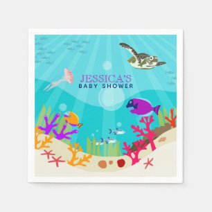 Colourful Ocean Sea Animals Baby Shower  Napkin