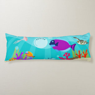 Colourful Ocean Sea Animals Kids Name Body Cushion