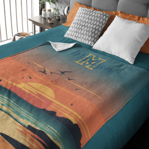 Colourful Ocean Sunset Fleece Blanket