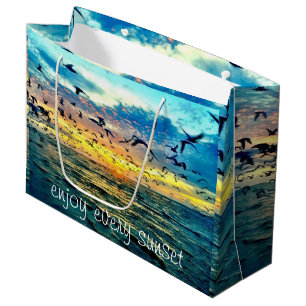 Colourful Ocean Sunset Print Large Gift Bag