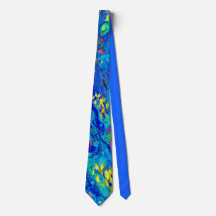 Colourful Ocean tie, ocean tie, yellow fish tie, Tie