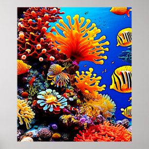 Colourful Ocean Underwater Life Poster
