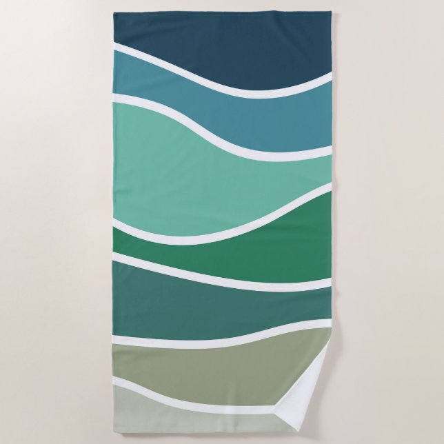 Colourful ocean waves beach towel (Front)