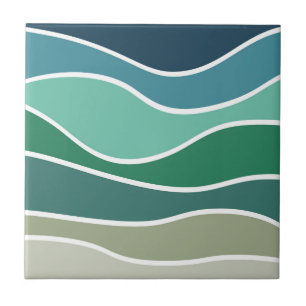 Colourful ocean waves ceramic tile