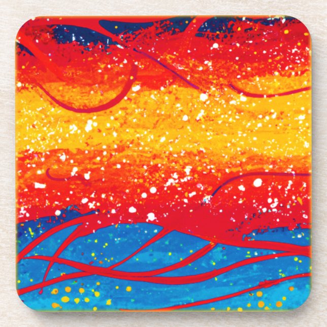 Colourful Ocean Waves Patterns. Buy Now Coaster (Front)