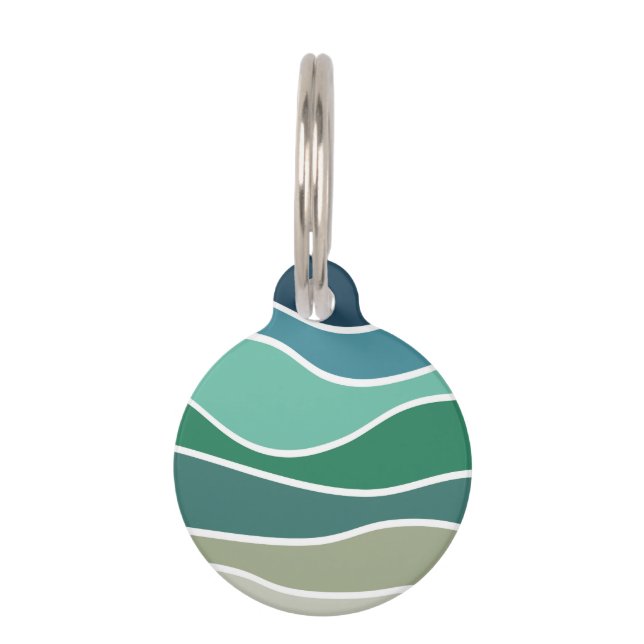 Colourful ocean waves pet tag (Front)