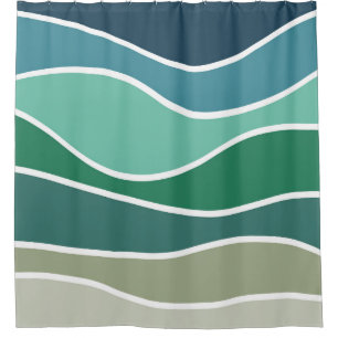 Colourful ocean waves shower curtain