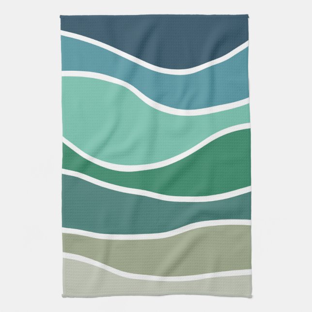Colourful ocean waves tea towel (Vertical)
