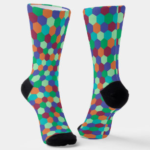 Colourful octagon shapes geometric pattern socks