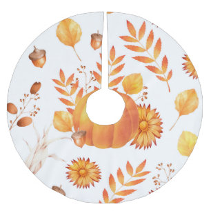 Colourful October Pumpkins Autumn Pattern Brushed Polyester Tree Skirt