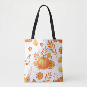 Colourful October Pumpkins Autumn Pattern Tote Bag