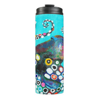 Colourful octopus hand drawn illustration painting thermal tumbler