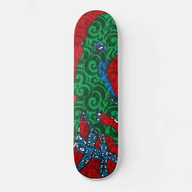 Colourful octopus inspired skate deck (Front)
