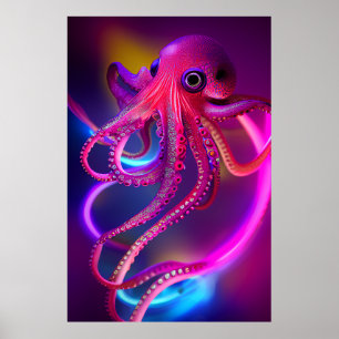 Colourful Octopus Poster - Sea Monster Digital Art