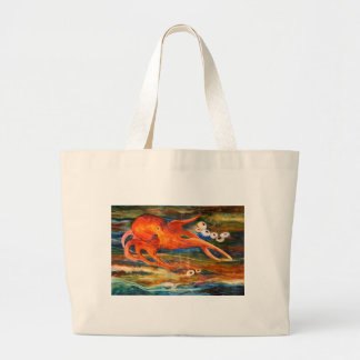 Colourful Octopus Scuba Diving Large Tote Bag