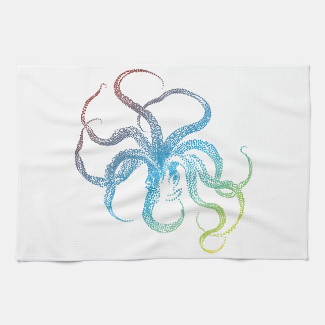 colourful octopus silhouette tea towel (Horizontal)