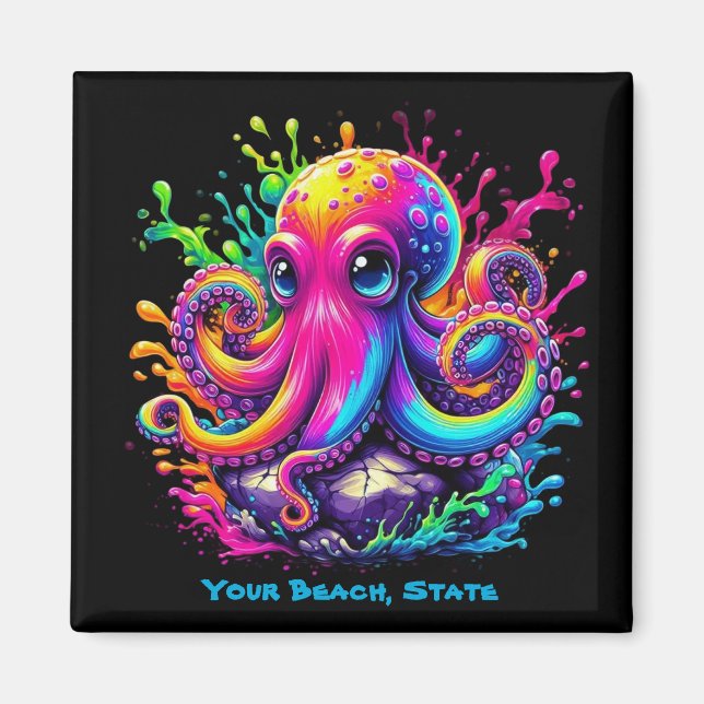 Colourful Octopus Splash Magnet (Front)
