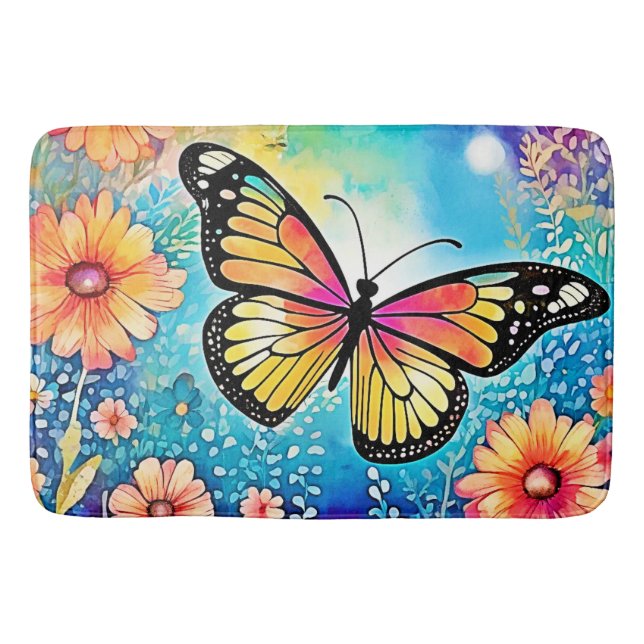 Colourful Octopus View Design Bath Mat (Front)