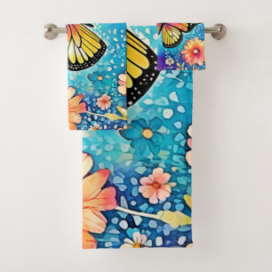 Colourful Octopus View Design Bath Towel Set