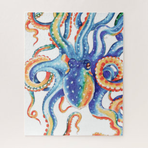Colourful Octopus Watercolor Art Jigsaw Puzzle