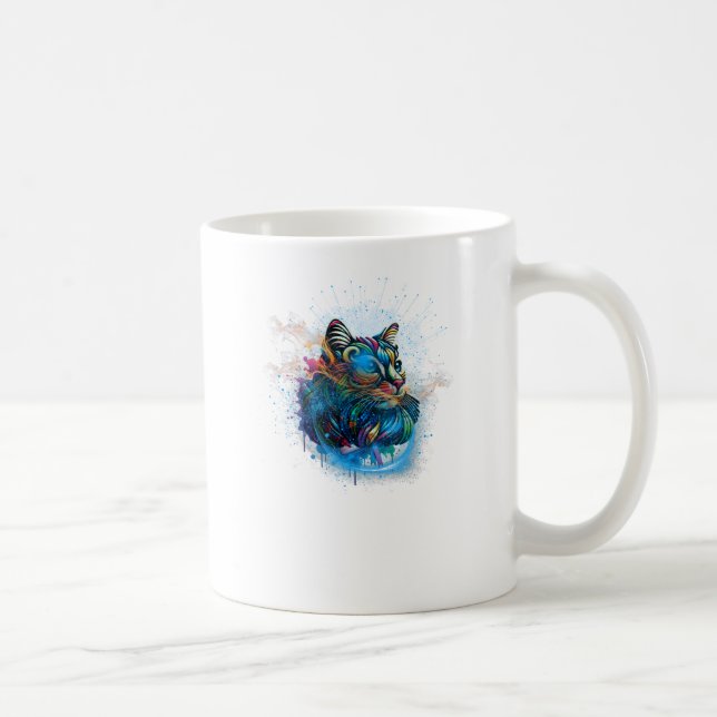colourful of cat and abstract background coffee mug (Right)