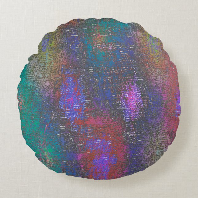 Colourful of smooth skinned shine, aged stain round cushion (Front)