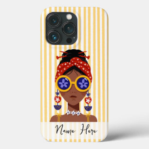 Colourful of Woman Head Illustration on Yellow  iPhone 13 Pro Case