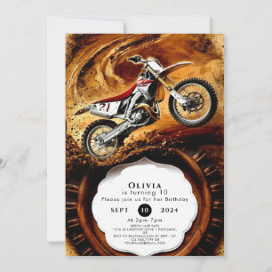 Colourful Off Road Kids' Motorcycle Birthday Invitation