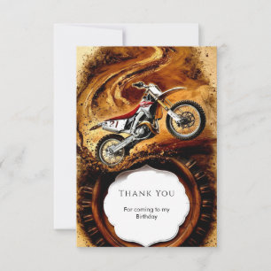 Colourful Off Road Kids' Motorcycle Birthday Thank You Card