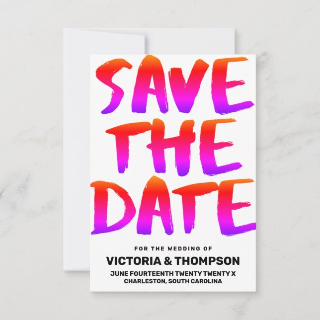 Colourful Off The Page Wedding Save The Date (Front)