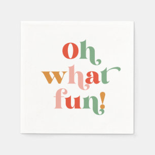 Colourful Oh What Fun Lettering Holiday Party Napkin