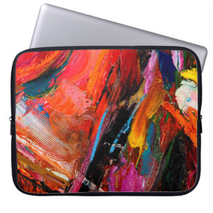 Colourful oil paint brush stroke abstract backgrou laptop sleeve