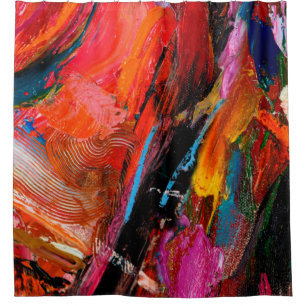 Colourful oil paint brush stroke abstract backgrou shower curtain