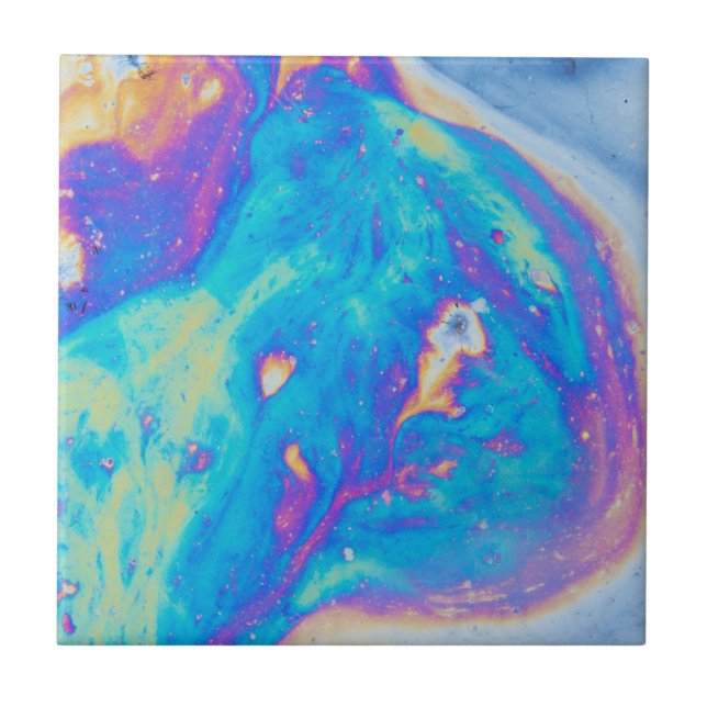 Colourful oil patterns, Canada Ceramic Tile (Front)