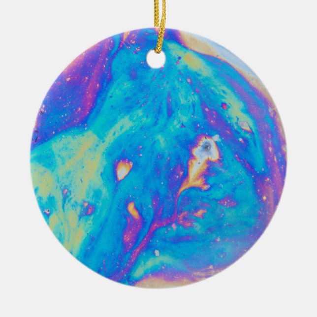 Colourful oil patterns, Canada Ceramic Tree Decoration (Front)