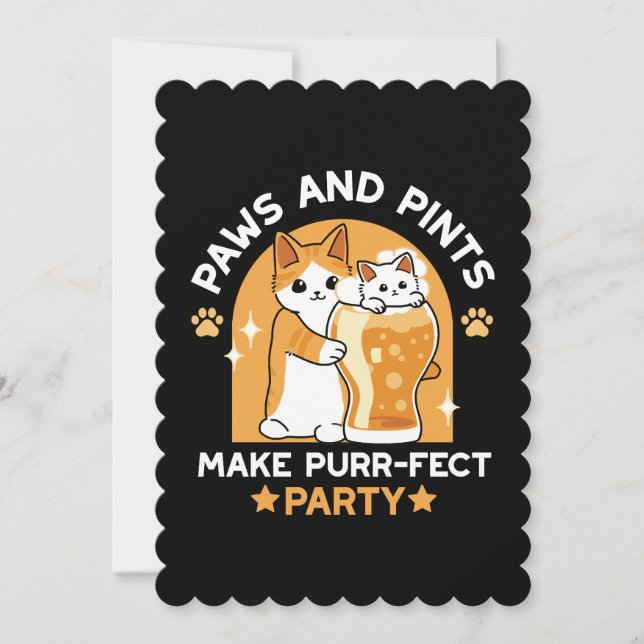 Colourful Oktoberfest Cat Party - Paws and Pints Holiday Card (Front)