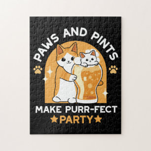 Colourful Oktoberfest Cat Party - Paws and Pints Jigsaw Puzzle