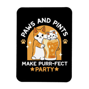 Colourful Oktoberfest Cat Party - Paws and Pints Magnet