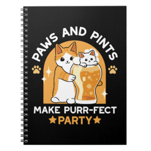 Colourful Oktoberfest Cat Party - Paws and Pints Notebook
