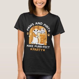 Colourful Oktoberfest Cat Party - Paws and Pints T-Shirt