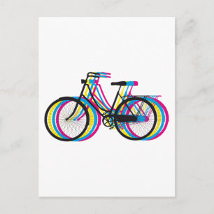 Colourful old bicycle silhouette, t-shirt design postcard