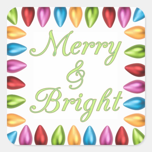 Colourful Old Fashioned Big Christmas Lightbulbs Square Sticker (Front)