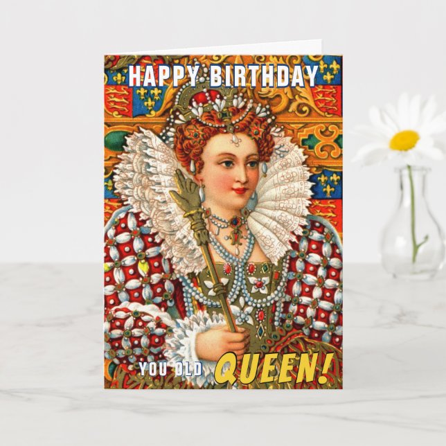 Colourful Old Queen Gay Happy Birthday Card (Small Plant)