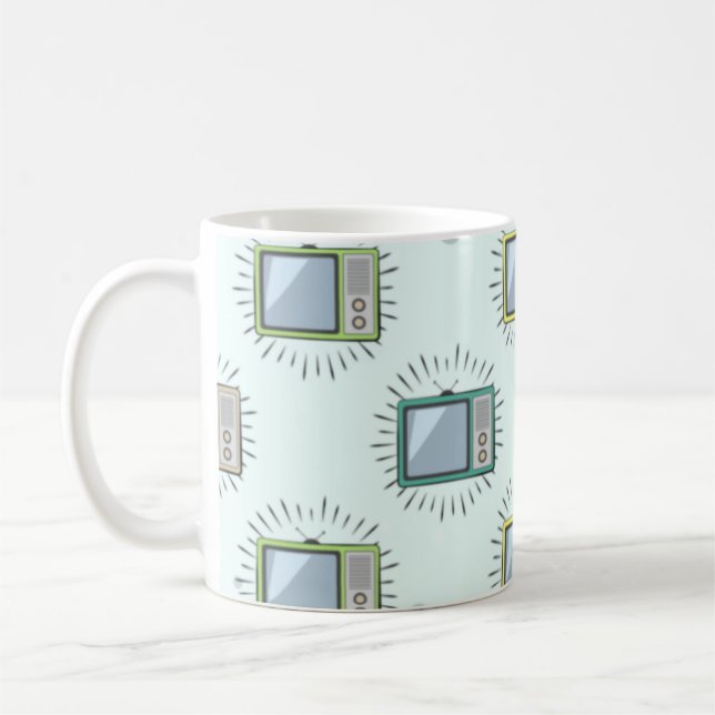 Colourful Old Television Pattern  Coffee Mug (Left)