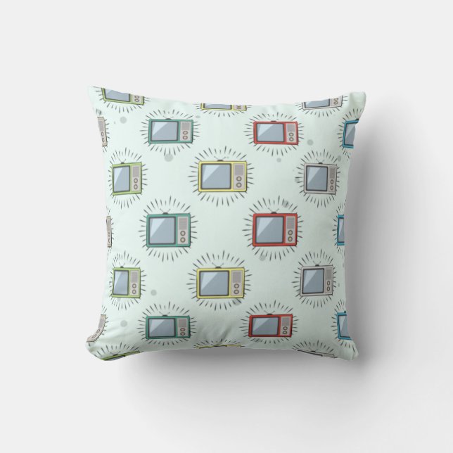 Colourful Old Television Pattern Cushion (Front)