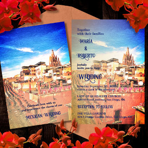 Colourful Old Town San Miguel Mexican Wedding Invitation