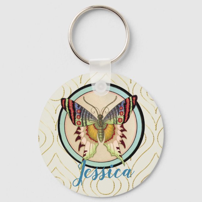 Colourful Old World Butterfly Key Ring (Front)