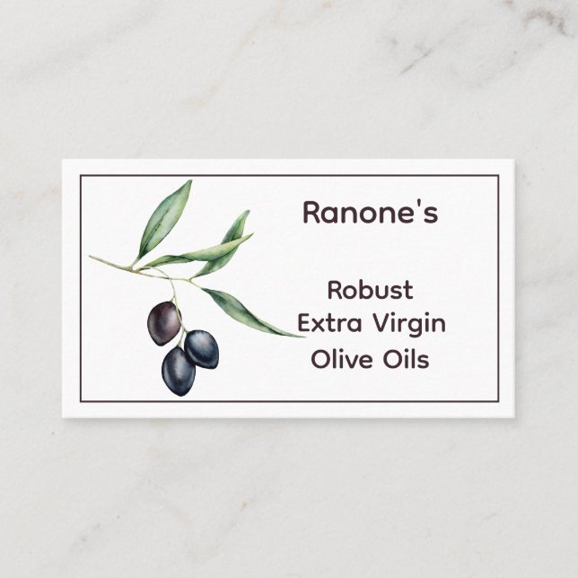 Colourful Olive Branch Olive OIl Business Card (Front)