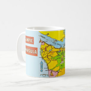 Colourful Olympic Peninsula Map Mug