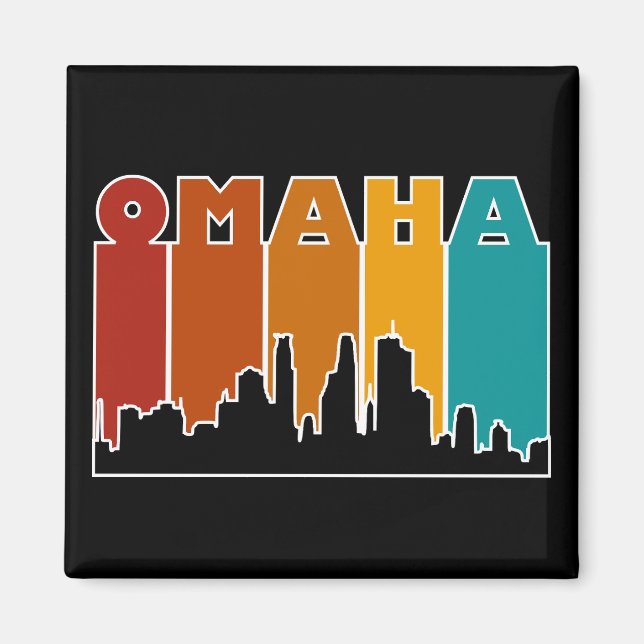 Colourful Omaha Nebraska Retro Sunset Magnet (Front)